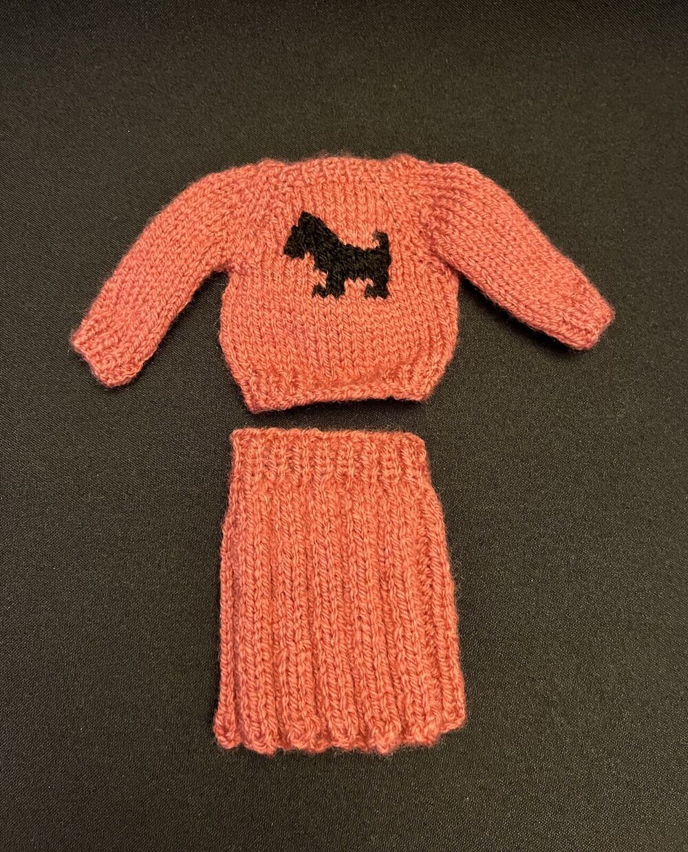 PINK Knit Boston Terrier Sweater & Pencil Skirt Outfit 11-14” Doll Toni Hoyer MA